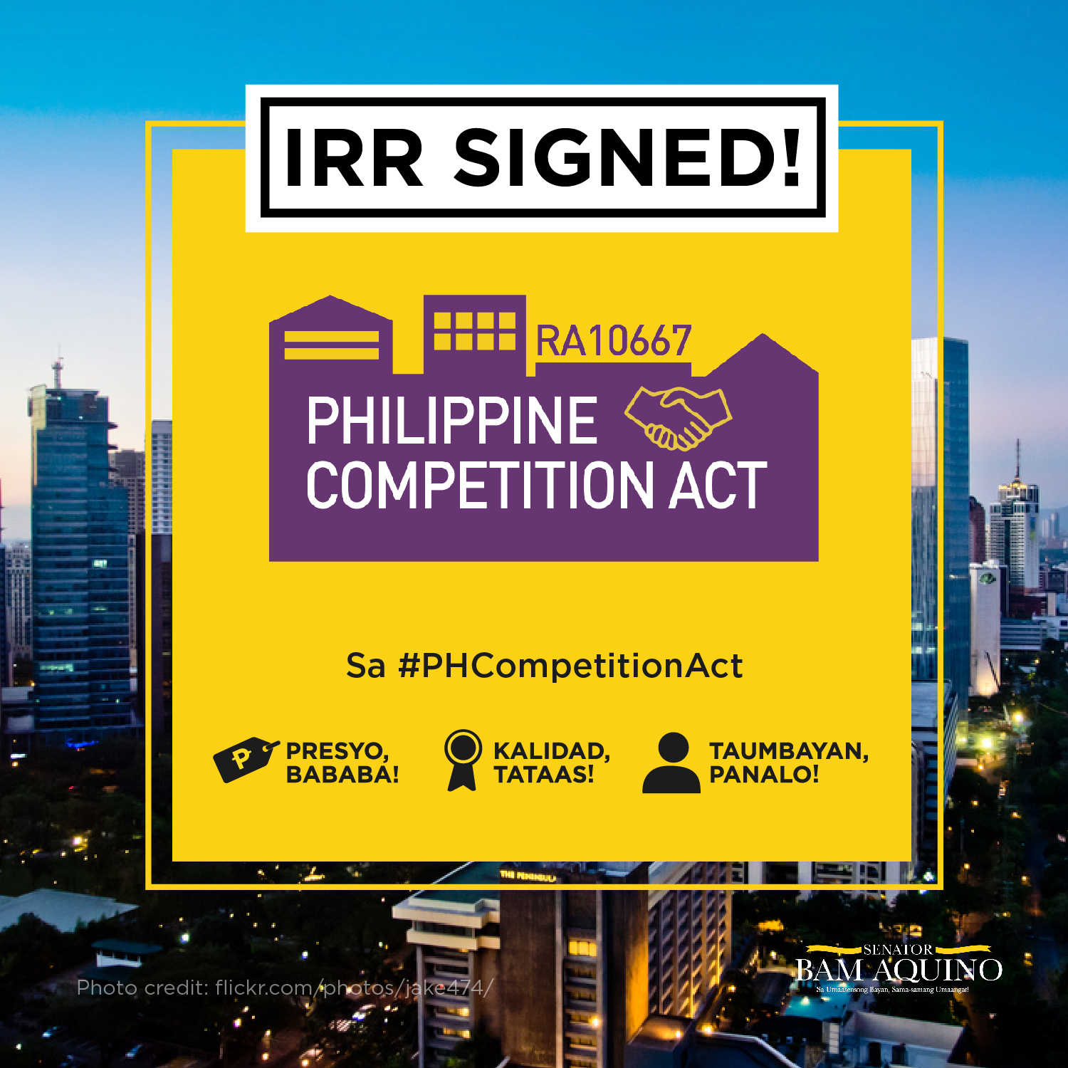 Sen. Bam: Lower prices of goods, services with IRR for PH Competition Act signed